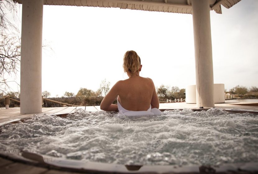 Watch the sunset from the hydro-massage bath