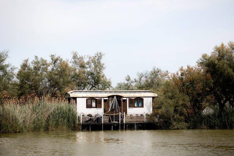 Roulotte gipsy au bord de l'eau, au coeur de la Camargue